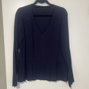 Zara Deep Blue V-Neck Blouse